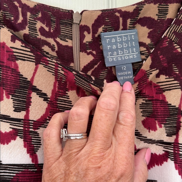 Rabbit Rabbit Rabbit Burgundy and Beige Dress - Picture 2 of 4